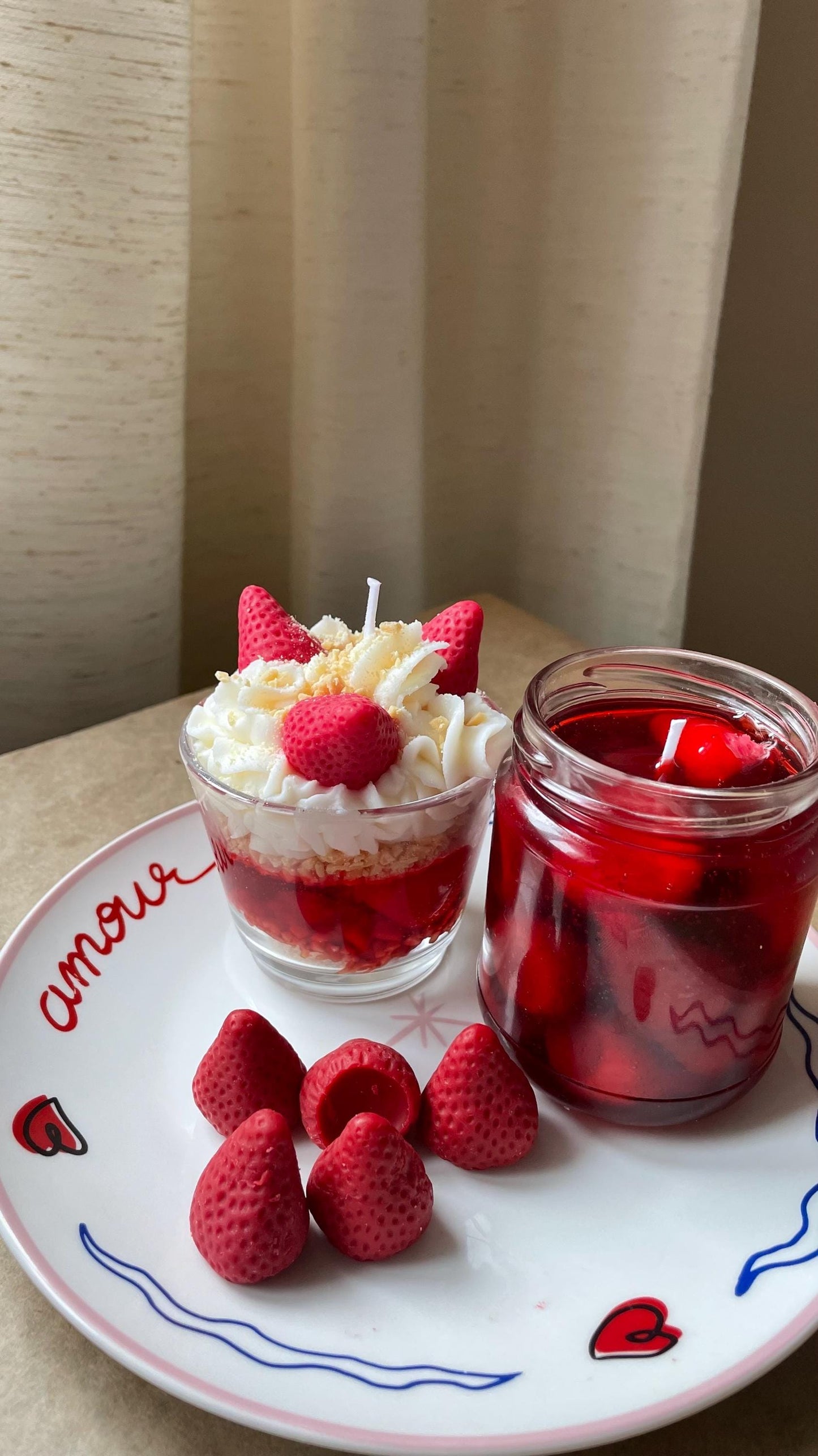 Strawberry Dessert Candle Set