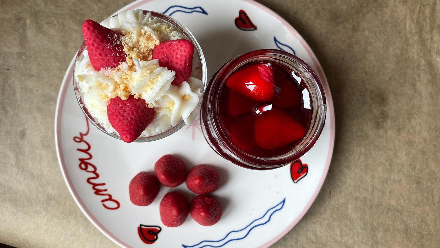 Strawberry Dessert Candle Set